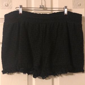 Black lace fringe bottom shorts